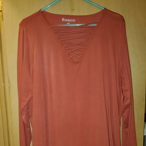 Russet colored casual strappy blouse
